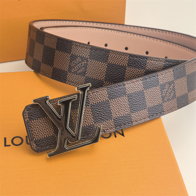 2 Color Buckle Love Belt (Brown Latticed)
